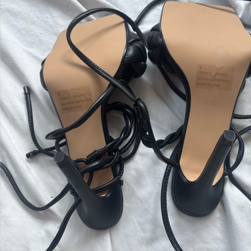 Black Braided Women's Sandals - Picture 4 of 6